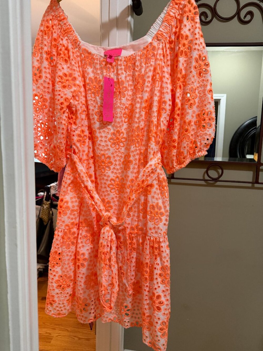 Lilly Pulitzer Kerrigan -Cantalope- Eyelet Dress sz. XL NEW